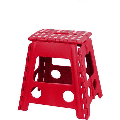 Sgabello Pieghevole Rosso in Plastica - Design Compatto 39x29x22 cm