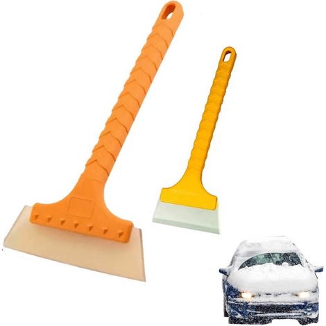 Raspador de hielo para coche, 2 piezas, Raspador de ventanas, Raspador de nieve, Raspador, Raspador de hielo, Barredora de nieve, Amarillo (1/5)