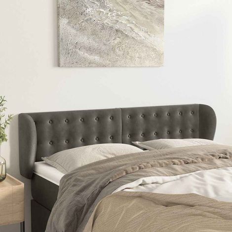 vidaXL Cabecero de terciopelo gris oscuro 147x23x78/88 cm (1/5)