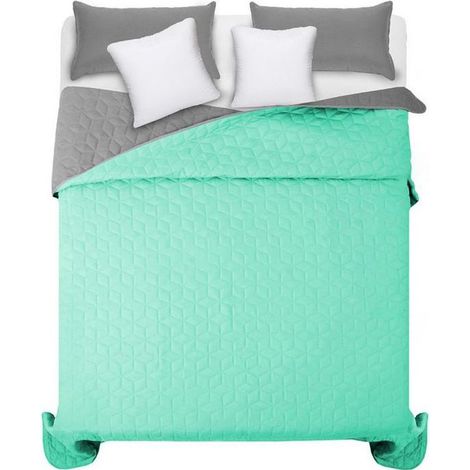 bedspread- quilted/double-sided Diamante Mint / L.Grey (1/5)