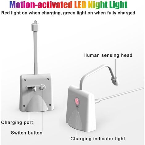 Set di 2 luci LED da bagno con sensore di movimento, impermeabili e ricaricabili, luce interna per WC, proiezione, ALTRO (1/4)