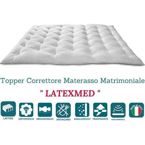 EVERGREENWEB - Correttore Materasso in Lattice una Piazza e Mezza 120x200 alto 7 cm Topper Letto, Coprimaterasso Imbottitura Fiocco 100% Effetto Piuma Antiacaro Morbido Futon Ortopedico Fodera Bianca (1/5)