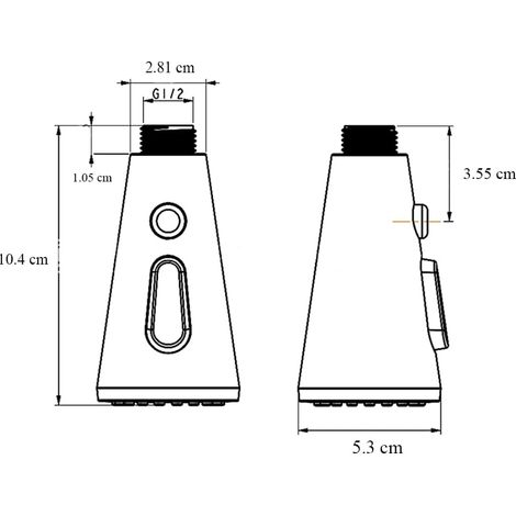 Rociador de grifo de cocina de 3 modos, extraíble, G1/2, repuesto para fregadero de baño, cromado y negro.