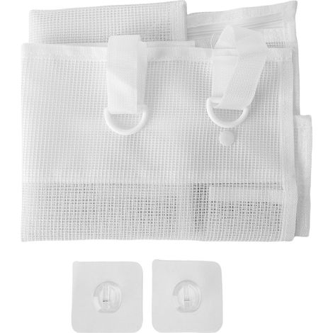 Organisateur de Jouets de Bain - Polyester Blanc 35x28cm avec Fermeture Éclair Inférieure et Crochets, Séchage Rapide (1/5)