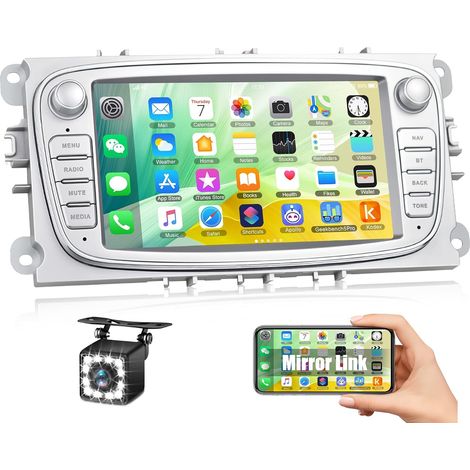 Autorradio Android 13 de 1+32 GB para Ford Focus Mondeo C-Max S-Max Galaxy II Kuga, reproductor estéreo para automóvil con pantalla táctil de 7 pulgadas con WiFi/Mirror Link/Bluetooth/FM RDS/USB + cám