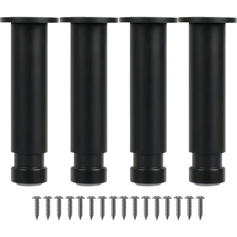 Höhenverstellbare Möbelfüße aus Aluminiumlegierung – Ersatzbeine aus Metall für Couchtisch, Schrank, Badezimmermöbel, Sofa, Bett – Stabile und langlebige Unterstützung (Schwarz, 15 cm)