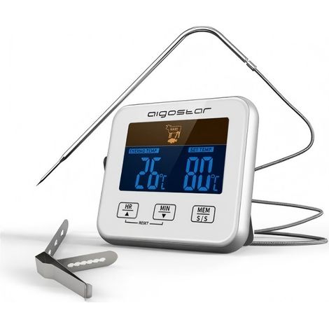 Thermomètre alimentaire numérique  avec sonde, thermomètre à viande pour barbecue et four, avec alarme horaire (1/4)