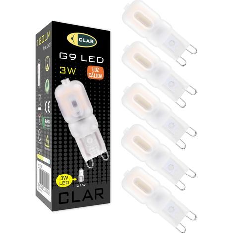 G9 LED-Lampen, warmweiß, 3W 3000K Halogen-LED (5er-Pack) [Energieklasse F]