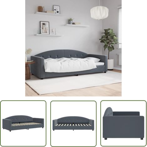 vidaXL Lit de repos sans matelas gris foncé 90x200 cm velours (1/5)
