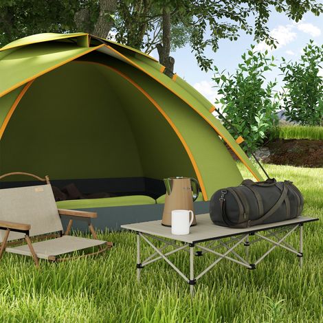 Table camping de Table pliante avec table roulante Table de jardin en aluminium 2 personnes 95 x 55 cm kaki