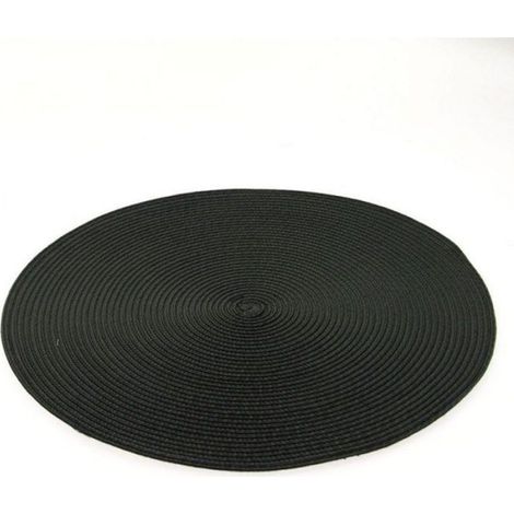 Set De Table - Ronde - 38 Cm - Noir - Polypropylène Tressé - Pour Salle À Manger - 1 Pièce