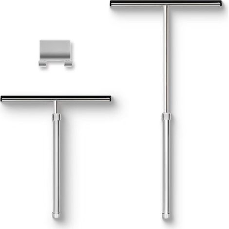 Raschietto per doccia con manico lungo e gancio adesivo. Adatto per porte in vetro，acciaio，1 pezzo，25 cm，inox (1/5)
