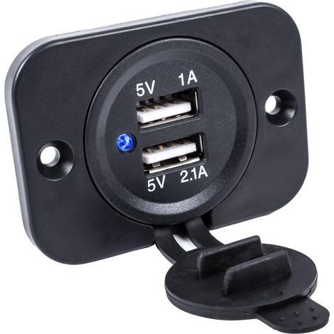 12/24V Double prise USB encastrable 2,1 A 5 V Convient pour caravane, camping-car, voiture, bateau, camion (1/5)