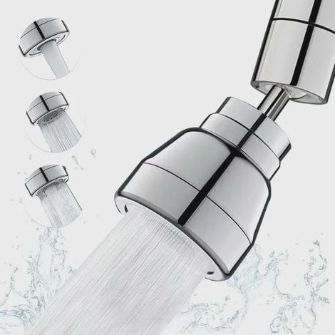Modes Douchette Embout Robinet Cuisine - Degrés Tête Evier Cuisine,Adaptateur Economiseur D'eau Pour 3 360 Robinet,FM22/M24(Argent (1/4)