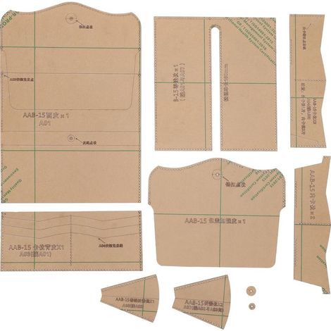 Set mit 10 Acryl-Schablonen für längliche Geldbörsen, DIY-Lederform, Nähvorlagen, Bastelwerkzeuge (1/5)