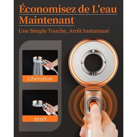 Pommeau de douche - Économie d'eau 60% Filtre anti calcaire - Salle de bain - 3 modes (1/5)