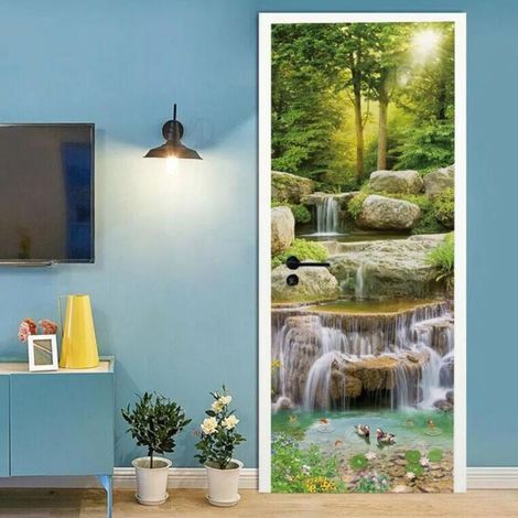 Sticker Porte 77x200cm Paysage Stickers Muraux Décoration Maison Autocollant Mural Papier Peint Chambre Salon (1/4)