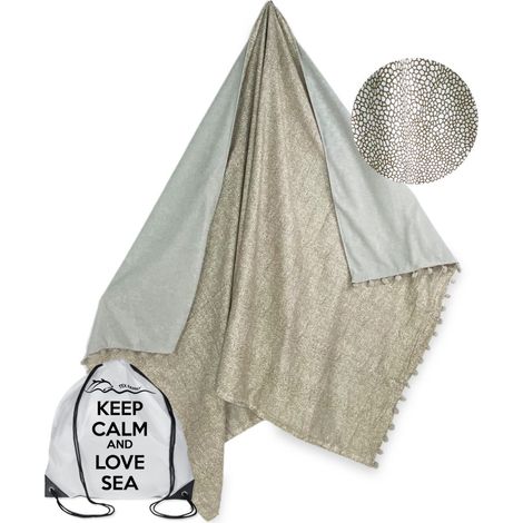 DOUBLE SERVIETTE DE PLAGE KIKOY Boy Beige en COTON et ÉPONGE avec KEEP BACKPACK