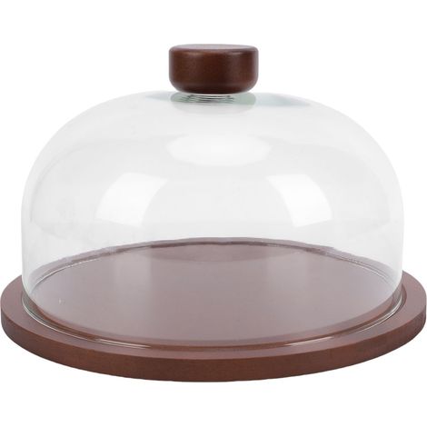 Support Gâteau Bois avec Couvercle Dôme Verre Rond – Planche Charcuterie Dessert Fruit Plateau Service Tray Mariages Fêtes Réunions Famille (1/5)