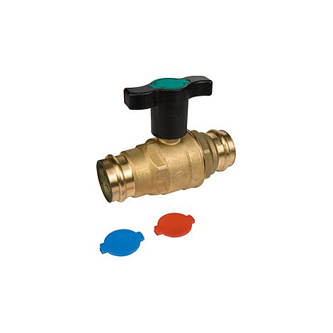 GIACOMINI Presskugelhahn 18mm, m.T-Griff mit Kappen (grün,rot,blau),  R851VT