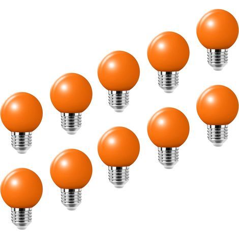 10 E27 LED Bulbs, Orange, 2W, PC Material, 360 Degree Beam Angle, for Parties and Patios (1/4)