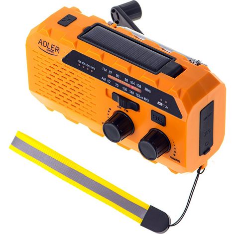 Radio portátil multifuncional con manivela solar. (1/5)