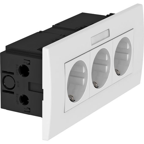 OBO Bettermann Unidad de enchufe Modul 45, 3 veces 84x185x59mm policarbonato blanco puro RAL 9010, 6119433