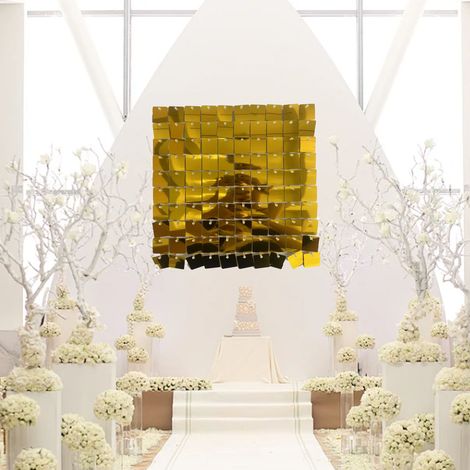 Panneau mural scintillant 24 panneaux de sequins brillants 30x30 cm transparent décor mariage anniversaire événement (1/4)