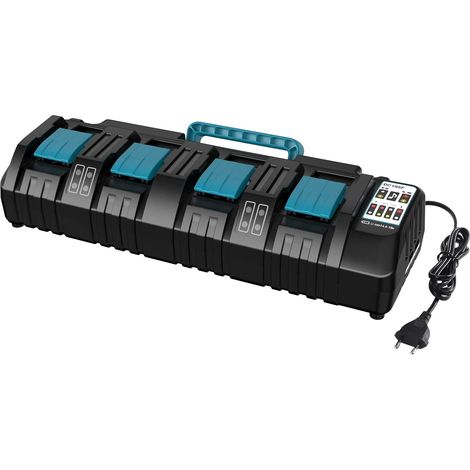 Chargeur 18 V 4 Ports DC18SF pour Batteries au Lithium 14,4 V-18 V BL1850 BL1815N BL1830 BL1840 BL1850 BL1860 Chargeur Rapide 3 A avec 2 Ports USB, remplace DC18RD DC18RE DC18RC (1/5)