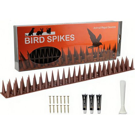 Pic Anti Pigeon - 3 Rangs - Plastique Polypropylène UV Résistant - Pour Balcon Toit Gouttière Balustrade - 6 Pièces (1/5)