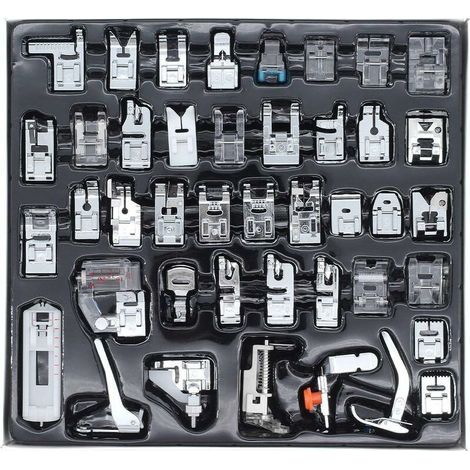 42 PCS Set de Pieds-de-Biche pour Machine à Coudre Domestique - Pied-de-Biche Polyvalent - Cadeaux de Couture - Convient à la Plupart des Modèles de Machines à Coudre (1/4)