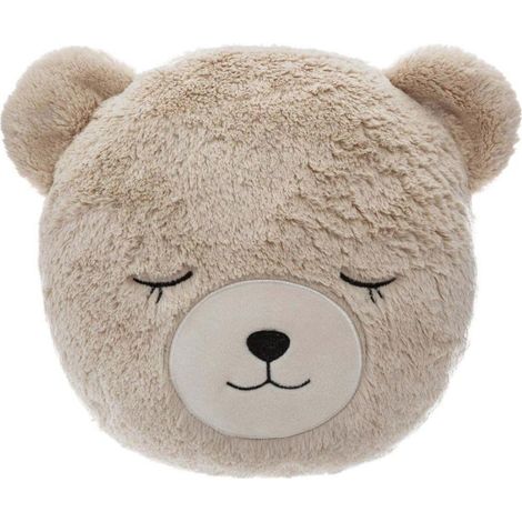 Coussin Déco Rond Enfant Ours 27cm Taupe