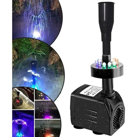 Pompe de fontaine avec éclairage LED intégré – Idéale pour jardin extérieur, bassin ou décoration paysagère – Silencieuse, étanche IP68 et facile à installer (1/4)