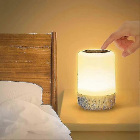 Lampe de chevet LED tactile à intensité variable, lampe de table à piles, 8 couleurs et 3 ampoules. (1/5)