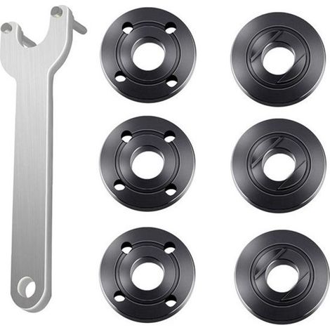Jeu de 7 clés à bride pour meuleuse d'angle, écrou de blocage métallique, 1 clé à meuleuse d'angle, 6 écrous à bride, compatible avec Dewalt, Bosch, Black Decker, Ryobi et Makita (tige filetée 5/8"-11