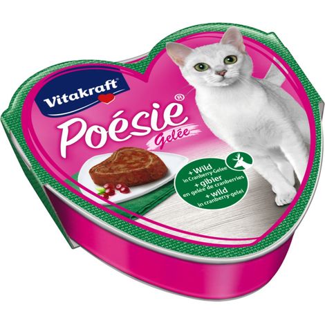 Vitakraft Katzenfutter Poesie Gelee, Wild mit Cranberries - 15 Schalen