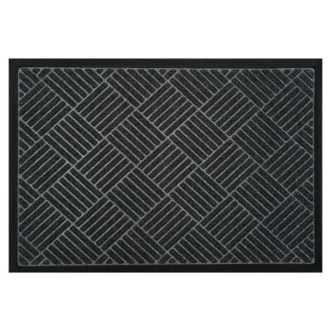 Paillasson sergé noir 75x45 cm, très absorbant et durable, poils longs, idéal pour parquet et sols sensibles (1/5)