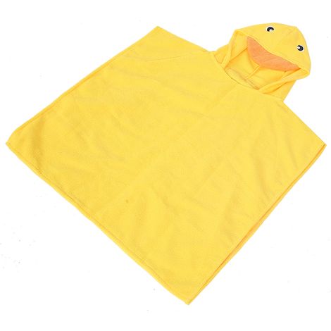 Peignoir épais pour bébé, serviette de bain à capuche pour bébé avec motif d'animaux de dessin animé, gant de toilette en peluche pour le visage de bébé, jaune. (1/5)