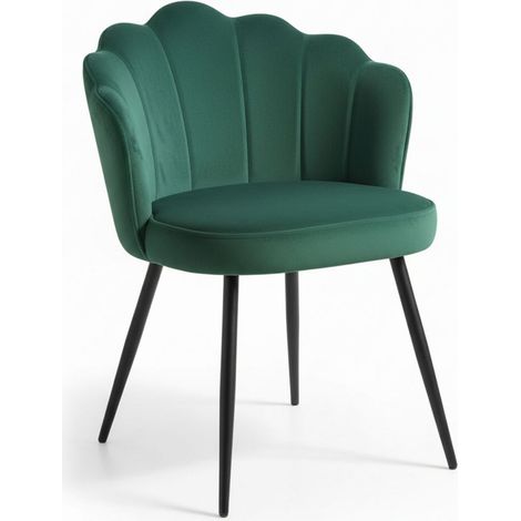 Sillas Comedor - Silla Blume Terciopelo Patas Negras - Verde