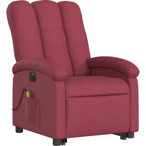 Sillón de relajación con función de masaje y sillón reclinable en tela rojo burdeos DEC027849 (1/5)