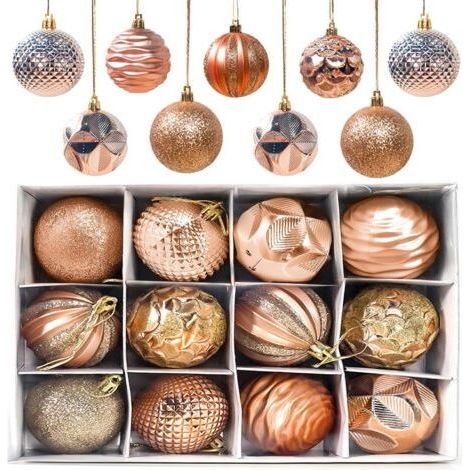 BUNTHAUS Boules de Noël, 12 pièces Boules d'arbre de Noël Boules, Décorations d'arbre de Noël Mat et brillant Boules d'arbre de Noël scintillantes