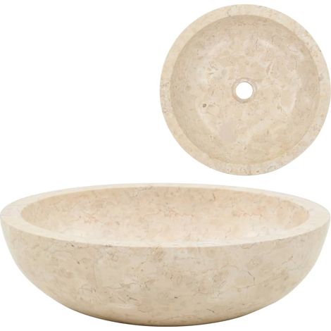 Chic Évier, Lavabo de salle de bain,Cuisine 40 x 12 cm Marbre Crème -41965 (1/5)
