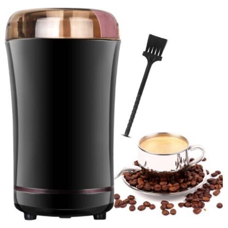 Moulin à café Électrique 150W, avec Lames en Acier Inoxydable et Brosse de Nettoyage, Broyeur à Graines de Lin, Noix, Poivre, Épices, Semences de Café et Autres,Noir (1/5)
