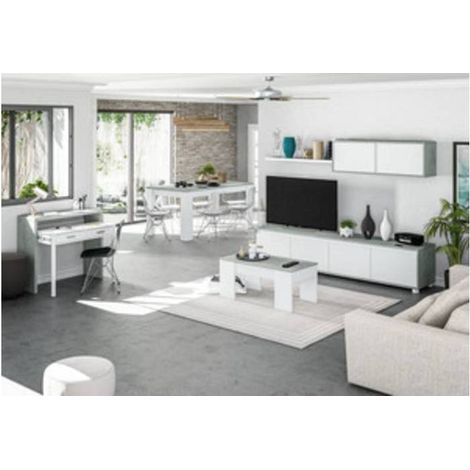 KIT TAVOLO CAFF ELEV 50X100X45/56H BIANCO/CEMEN