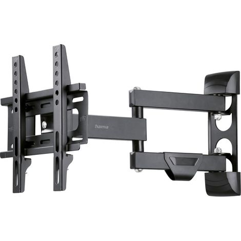 Support Mural TV Pivotant Inclinable Télescopique (TV 19" à 48", 122 cm et 25kg Max, Inclinaison +/-12 °, Rotation 180°, VESA 200 x200 Max, Easy Fix, Chevilles) Noir (1/5)