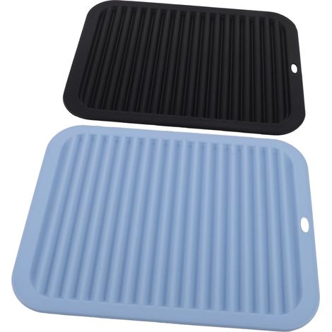 Lot de deux tapis isolants thermiques en silicone, tapis de table isolants thermiques, tapis conducteurs de chaleur pour outils, adaptés aux fers à friser et aux lisseurs. (1/5)