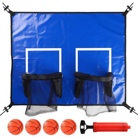 Trampolin-Basketballring mit doppeltem Korb und 4 Minibällen – Basketballset – Trampolinzubehör (1/5)