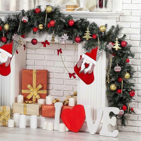 Chaussettes de Noël décoratives Tizzy, 2 grandes chaussettes de Noël à suspendre, Père Noël, sac cadeau pour décoration de Noël (1/5)