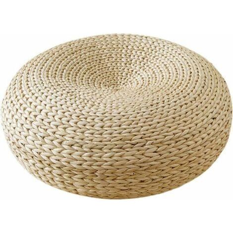 Odipie – Coussin de sol rond en paille tissée – Respirant et confortable – Dimensions 40 x 15 cm pour intérieur – Touche rustique et naturelle (1/4)