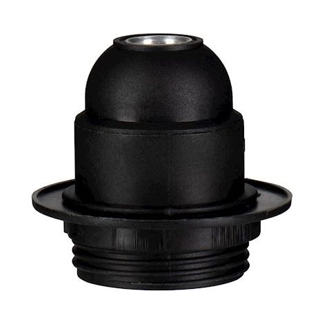 douille en thermoplastique - culot e27 - semi-filetée - avec bague - noir - bailey 141120
